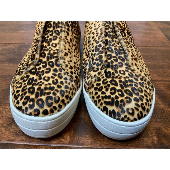 J/Slides Brown Cheetah Animal Print Dyed Hair Slip On Flats, Size 9 - Picture 3 of 9